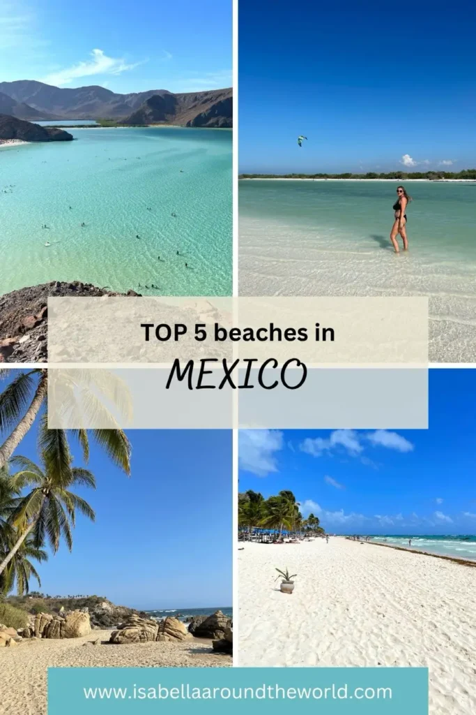 cover photo contains four pictures of beaches in mexico