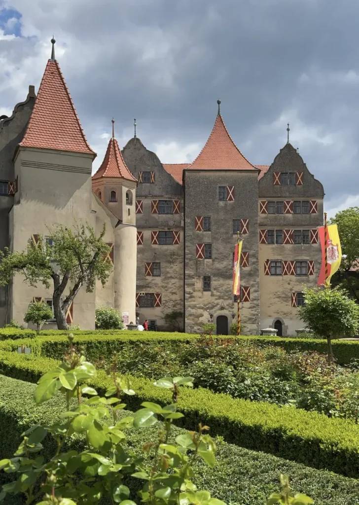 Historic castle with multiple towers and well-kept gardens in one of the most underrated fairytale towns in Germany - Harburg (Schwaben)