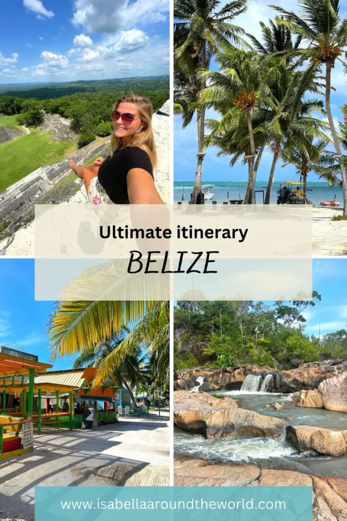 cover image with 4 photos of a tropical destination in belize and some text