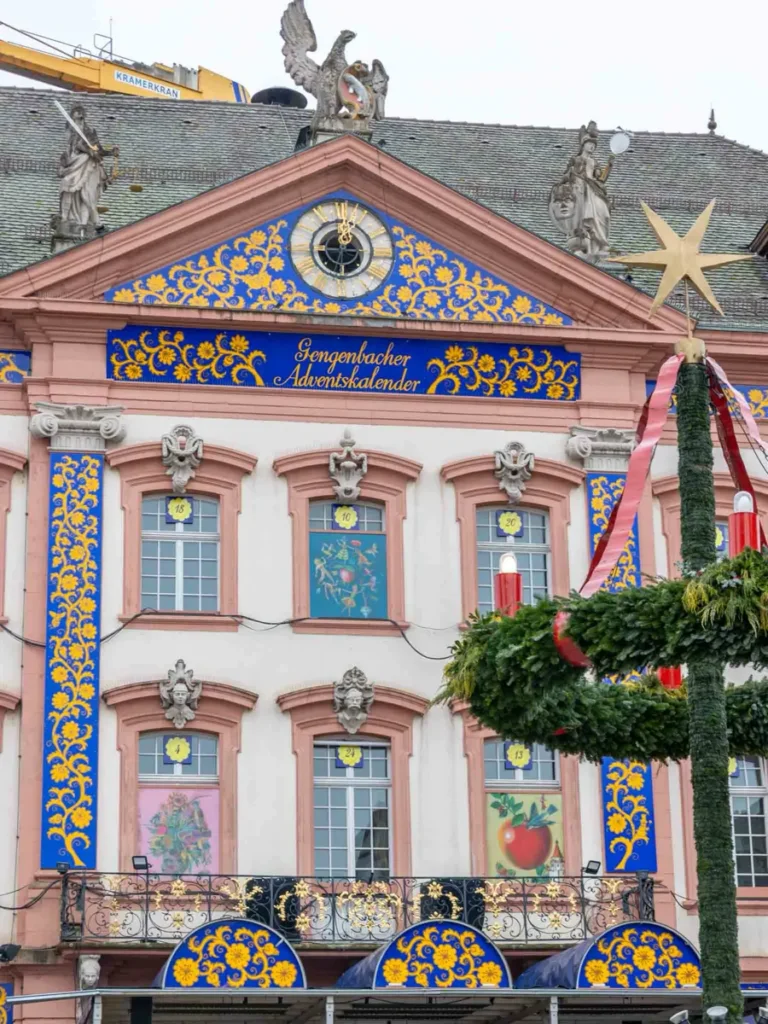The world's largest Advent calendar at the facade of the town hall in Gengenbach, Germany